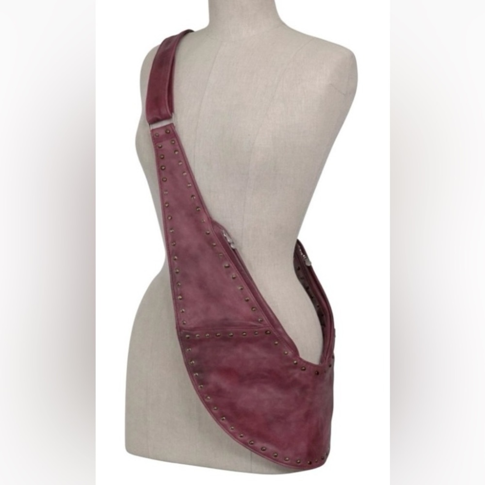 SASH Crossbody Bag In Burgundy & Studded